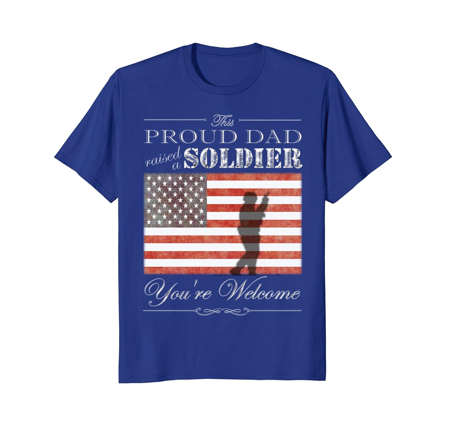 Mens Proud Military Dad Shirt Soldier Father's Day American Flag-anz