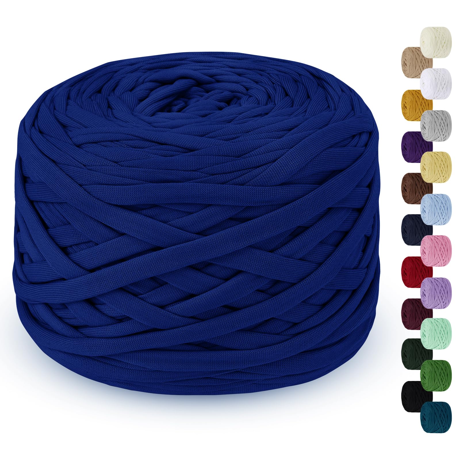 LEREATI 285g T-Shirt Yarn for Crocheting - 100m Elastic Ribbon Thick Fabric for Knitting Crochet Bag, Blanket, Basket, DIY Projects, Home Decor (Royal Blue)