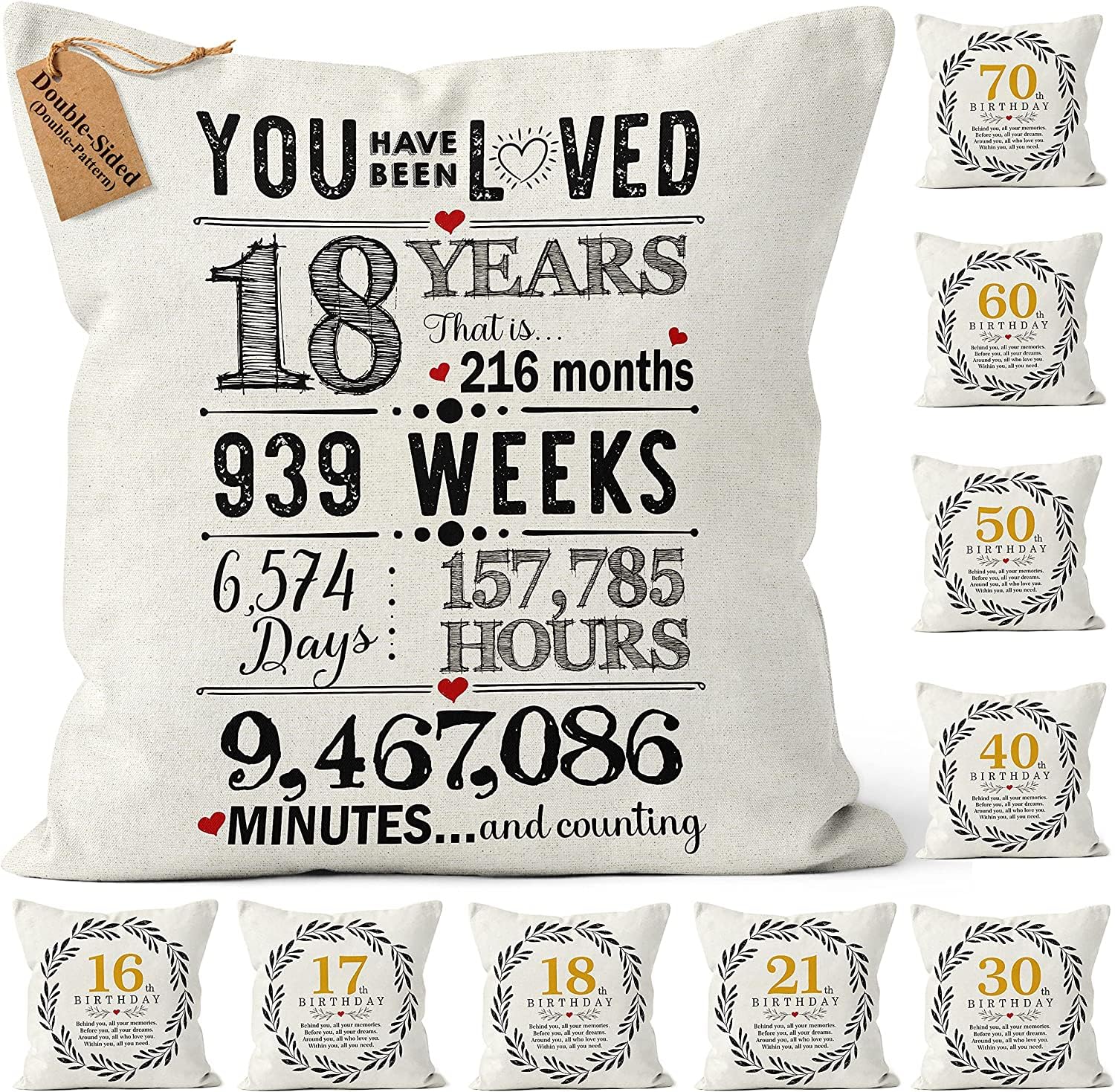 CROWNLY®(Double-Sided) 18th Birthday Gifts for Girls and Boys Customised Gift Cushion Covers 45x45 Cm Sister Happy Birthday Ladies Gift Ideas Friendship Gifts for Women — image 1