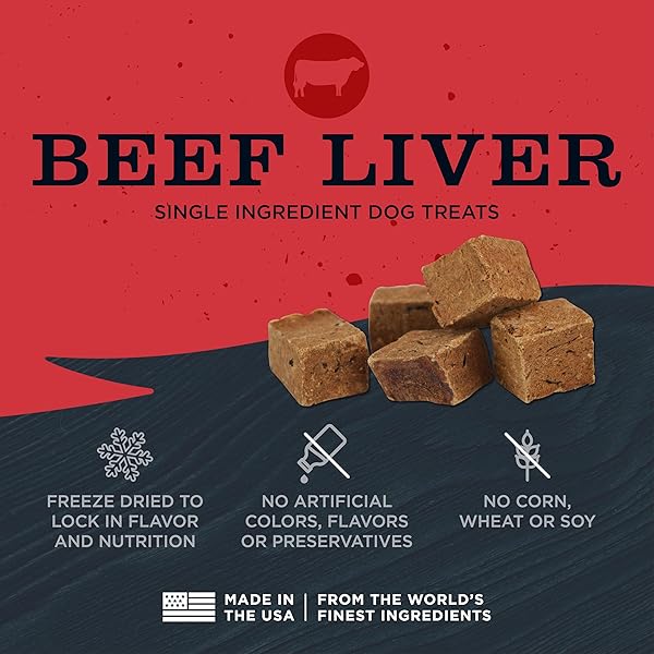 BLACKWOOD FREEZE DRIED RAW SINGLE INGREDIENT DOG TREATS, 100% BEEF LIVER, 3 OUNCE POUCH, HIGH PROTEIN, MADE IN THE USA