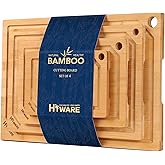 Hiware 4-Piece Extra Large Bamboo Cutting Boards Set for Kitchen, Heavy Duty Cutting Board with Juice Groove, Bamboo Chopping Board Set for Meat, Vegetables - Pre Oiled