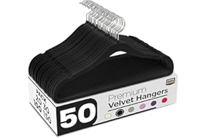 Utopia Home Pack of 50 Premium Non Slip Velvet Hangers 360 Degree rotatable Hook Durable & Slim Coat - Pant Hangers - Black