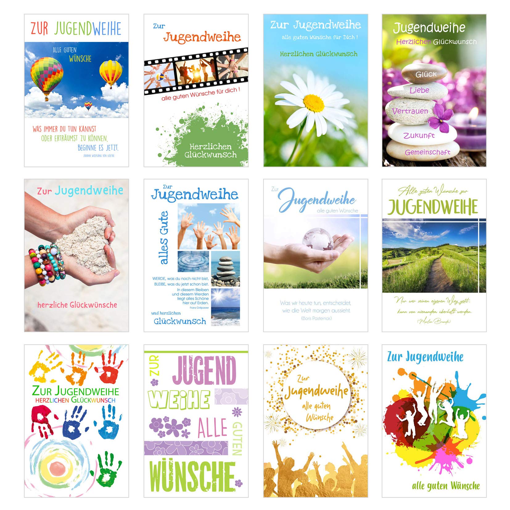 Edition Seidel Set of 12 Premium Cards for Youth Consecration with Envelope (Double Cards/Folding Cards with Envelope) Card Postcard Youth Consecration Cards