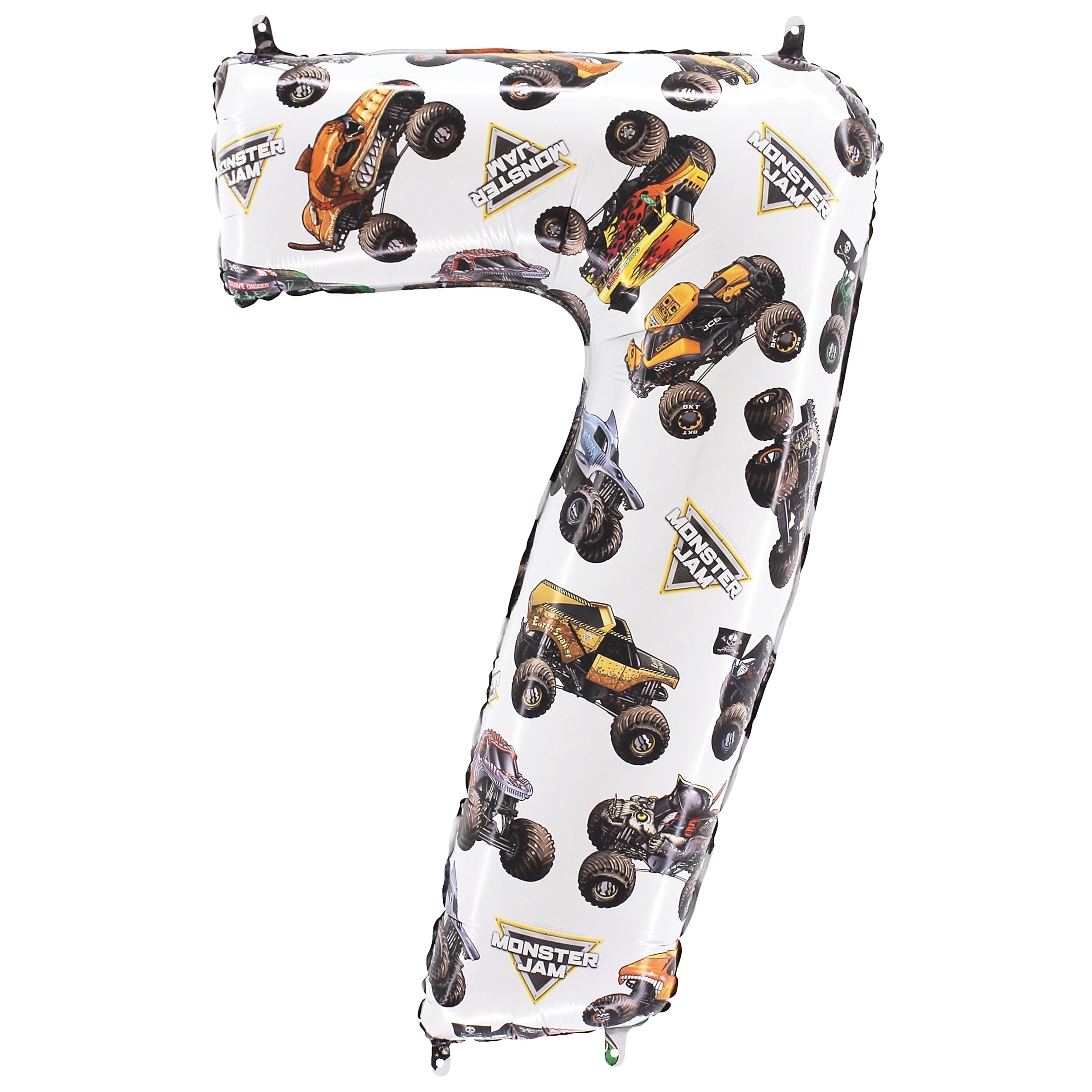 Toyland® 66cm (26”) Monster Jam™ Number 7 Foil Balloon - Large Monster Truck Birthday Balloon - Party Decoration, Air or Helium, Self Sealing