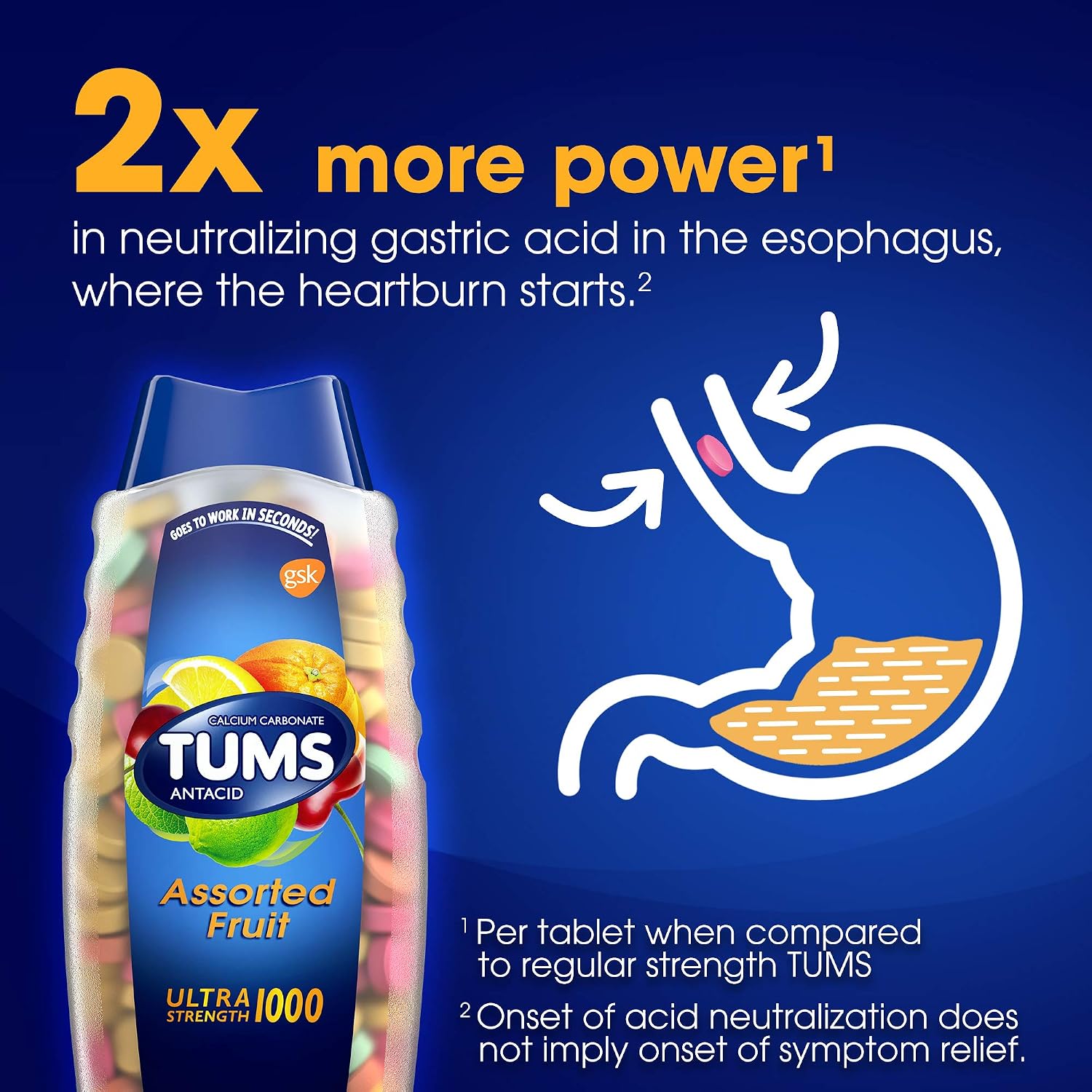 TUMS 74610 Ultra Strength Assorted Fruit Antacid Chewable Tablet for Heartburn Relief Pack of 160, 160 Count (Pack of 1) - Image 5