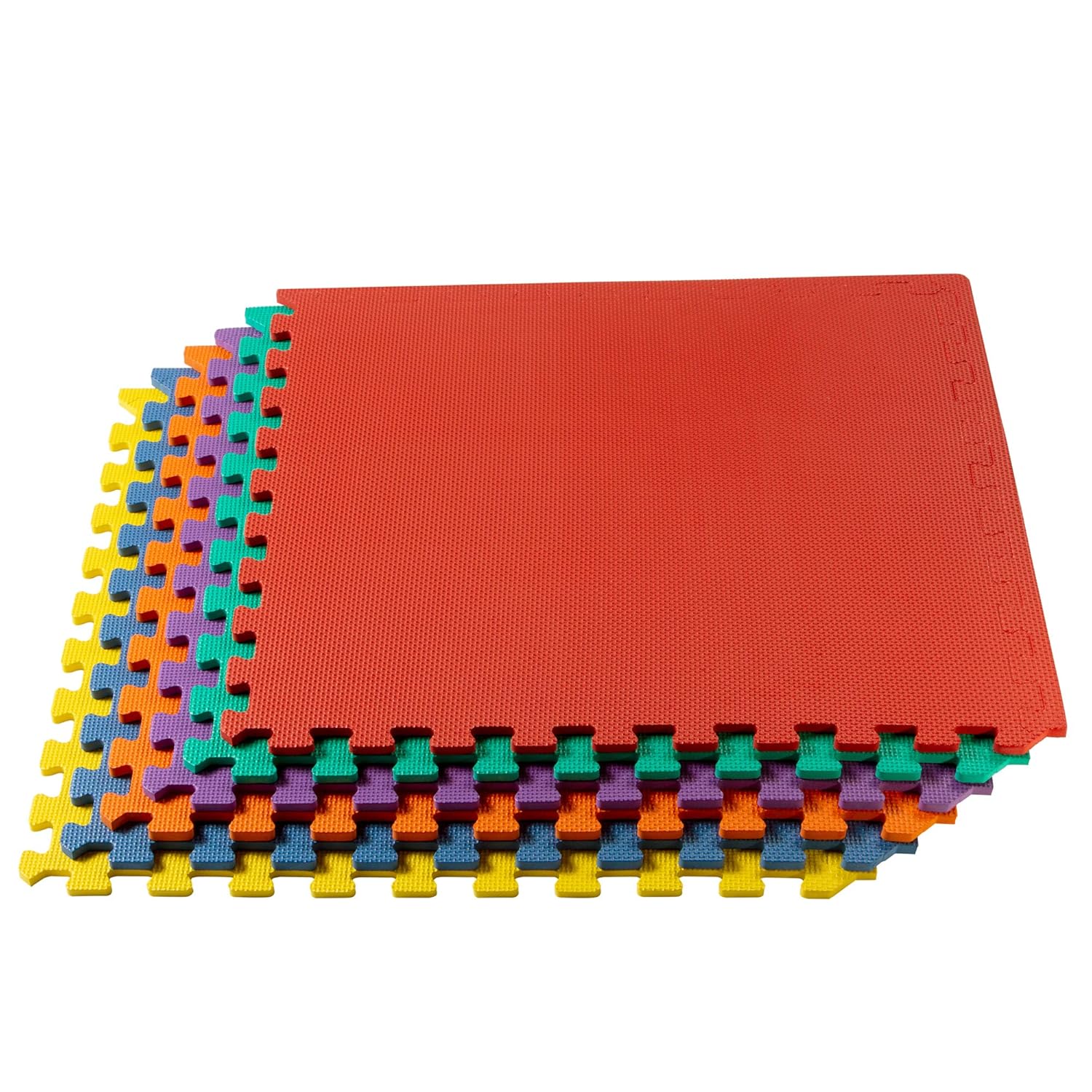 We Sell Mats Multipurpose Exercise Floor Mat with EVA Foam, Interlocking Tiles, Anti-Fatigue, for Home or Gym, 24 x 24 x 3/8 Inches