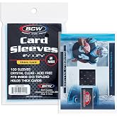 BCW Thick Trading Card Sleeves for Cards up to 240 Pt, Clear, 100 Count | Archival polypropylene sleeves fit patch, autograph, and memorabilia cards up to 240 pt and slide into thick-card toploaders.