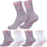 Glitopper 4 Pairs Pilates Socks with Grips for Women Non Slip Pilates Socks for Yoga, Barefoot, Ballet, Dance Valentines Gift