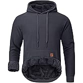 Yundobop Men's Heavy Pullover Hoodies Sherpa Fleece Lined Thick Winter Warm Hooded Sweatshirt with Kangaroo Pocket