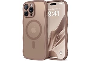 CAPRARO Cute for iPhone 15 Pro Case, Compatible with MagSafe, [Curly Wave Edge] [Full Camera Protection] [14 FT Drop Protection] Magnetic Phone Case for 15 Pro 6.1 Inch, Brown
