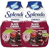 SPLENDA Energy Liquid Water Enhancer Drops, Sugar Free, Zero Calorie, Natural Flavor, Concentrated Drink Mix, 3.11 Fl Oz Each Bottle (Black Cherry, 2 Pack)