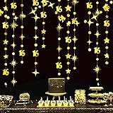 Gold 16th Birthday Decorations Number 16 Circle Dot