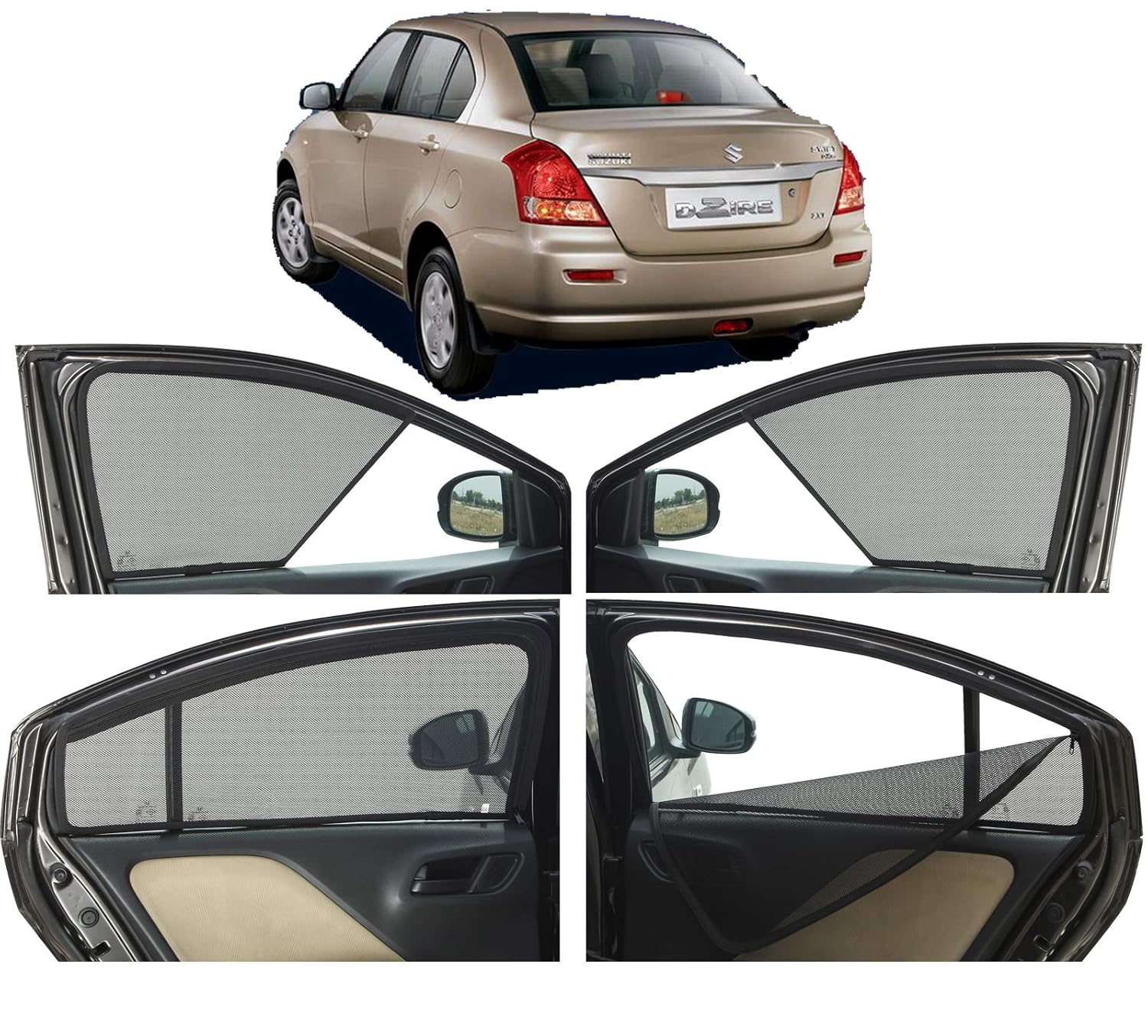 Autofact Half Magnetic Window Sunshades Curtains For Maruti Swift