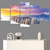 SIGNWIN 5 Panel Canvas Wall Art Modern Art Forest Multicolor Photography Relax/Calm Romantics Scenic for Home Decorations Ready to Hang - 60
