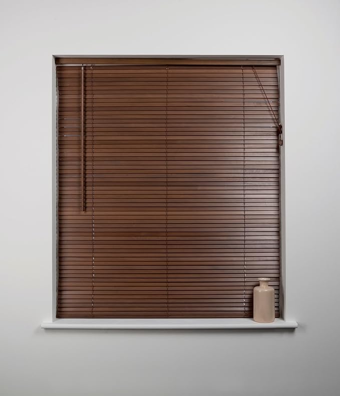 UNIVERSAL 27mm Wood Blind, Walnut, 120cm Wide x 160cm Drop