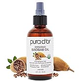 PURA D'OR 4 Oz ORGANIC Baobab Oil - 100% Pure USDA Certified Premium Grade Natural Moisturizer, Cold Pressed, Unrefined, Hexa