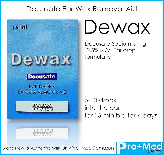 Docusate Ear Wax Removal Aid (Dewax 0.5 Fl. Oz.) Safe and Save For