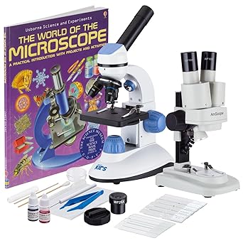 Amazon Com Iqcrew Science Discovery Set With 20x Stereo Microscope And 1000x Compound Microscope For Kids And Students Industrial Scientific