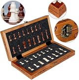 Syrace Folding Hand Crafted Wooden Chess Set Unique Board w/ Storage Gift Kids view 3