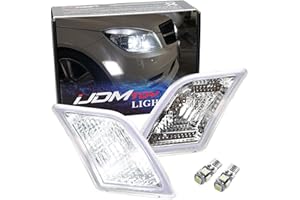 iJDMTOY Euro Clear Lens Front Side Marker Lights w/White LED Replacement Bulbs Compatible With 2008-11 Mercedes Pre-LCI W204 C250 C300 C350 & 2008-2013 C63 AMG, Replace OEM Amber Sidemarker Lamps
