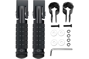 VUOZIP M8 Anti-Skid CNC Universal Motorcycle Foot Pegs Degree Foldable Footpegs Footrest,Upgrade Passenger Pedal For Mini Bike Dirt Pit Bike Electric Car Motorbike Honda Suzuki Yamaha Kawasaki(Black)