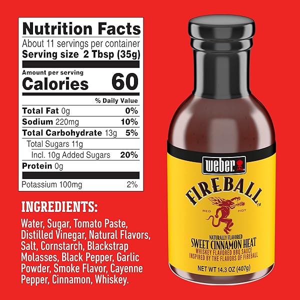 WEBER FIREBALL WHISKEY FLAVORED BBQ SAUCE, 14.3 OZ