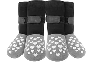 MBTWZ Non-Slip Dog Socks Prevent Licking Paws,Grippy Socks for Senior Dog Walk on Hardwood Floor,Paw Protectors,Black 2 Pairs,M
