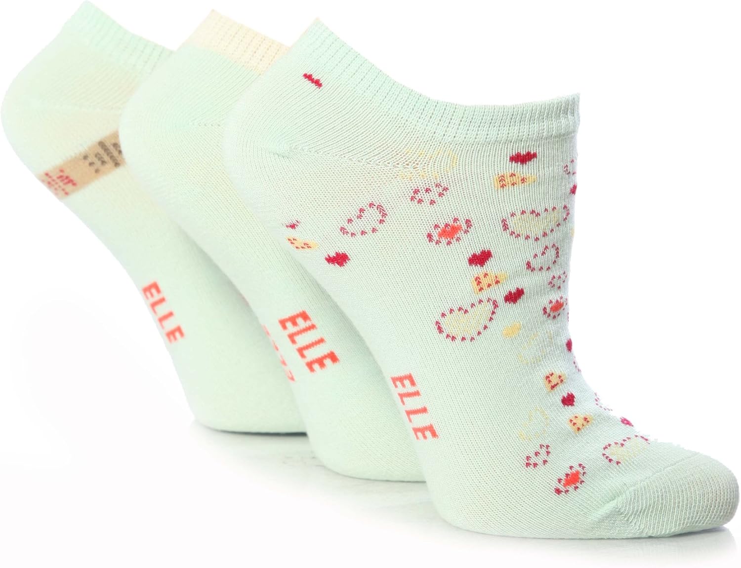 Girls 3 Pair Young Elle Blue Hearts Stripe Trainer Liners Socks Tights Leggings Girls Clothing