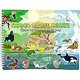 Animal Habitats Sticker and Coloring Book. 9 Habitats with Stickers and Coloring Pages. Engaging, Educational, Interactive, Fun, and Colorful.