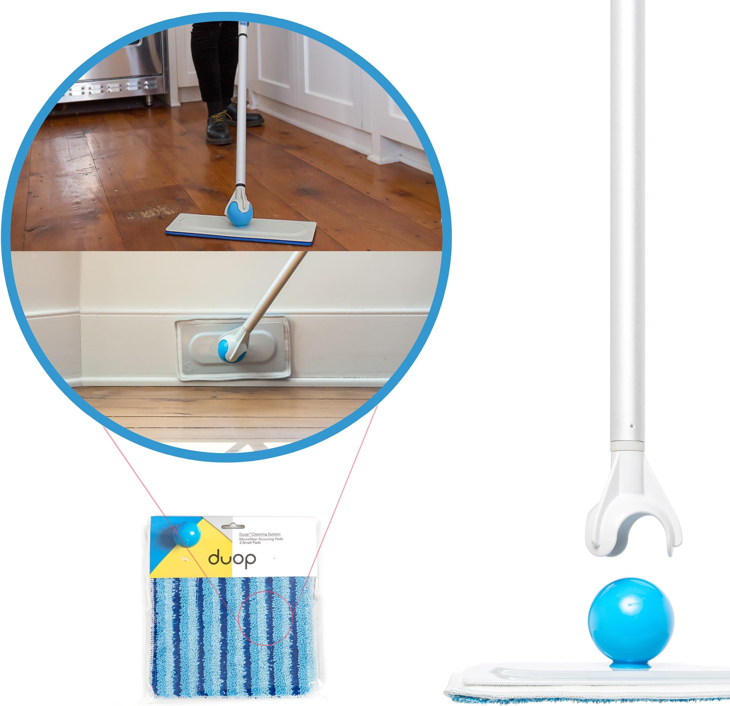 Duop 10" Microfiber Scouring Pads (Pack of 2) – Combines with Abrasive Strips to Help Scrub Tough Stains & Built Up Dirt