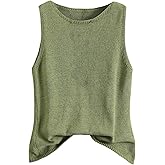 MakeMeChic Women's Crew Neck Sweater Vest Crochet Tops Sleeveless Knitted Lightweight Tank Tops