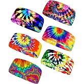 Forchrinse Sunflower with Text Print 6Pieces Sport Sweatband Headband for Soft Elasitc Headband Hair Bands Unisex Outdoor Sport Headbands