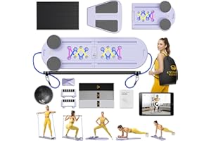 CELNASYA VITALITY Pilates Reformer Board, 7-in-1 Foldable Pilates Board Kit with Timer, Guided Home Workouts w Resistance Bands & Ball - at Home Pilate Reformer AB Core Machine, Exercise Fitness Slider Equipment