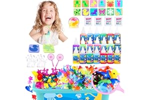 TOYLFORT Magic Toys Water Gel Kit: 20 Colors Fairy Aqua Gel with Pearlized & Luminous Magic Paint - Handmade Creative Water Art Set with 12 Shape 3D Molds for Kid Birthday Party Gift