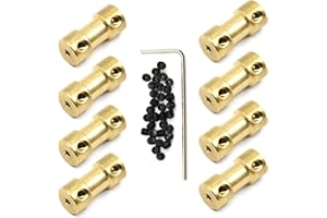 Befenybay 8pcs 2mm to 3mm Brass Shaft Coupling Joint Connector with Screws for Small Motor (2mm to 3mm)