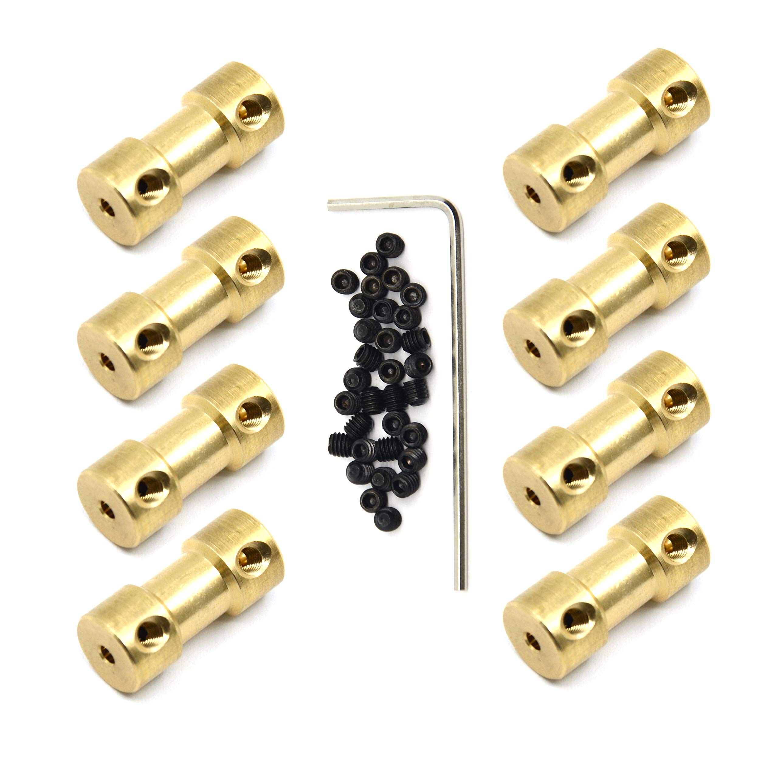 Befenybay 8pcs 2mm to 3mm Brass Shaft Coupling Joint Connector With Screws for Small Motor (2mm to 3mm)