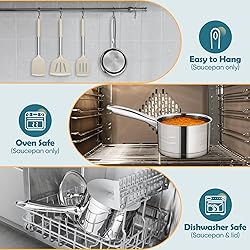 P&P CHEF 1 Quart Saucepan with Lid Set, Stainless