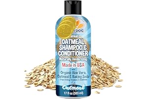Bodhi Dog Oatmeal Shampoo & Conditioner - Hypoallergenic Formula - Naturally Deodorize Dogs, Cats & Pets - Made w/Organic Ingredients - Moisturizes Dry & Itchy Skin - Made in USA (Oatmeal, 17 Fl Oz)