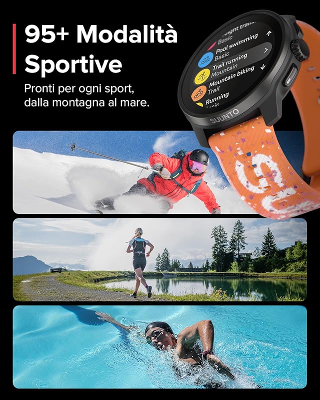 Race S Orologio Sportivo Donne Uomo, GPS Running Activity Tracker, Bi-Band GNSS, Offline Map, AMOLED Touch Schermo, Smartwatch Cardiofrequenzimetro Altimetro, 95+ Sports, Autonomia 13 Giorni