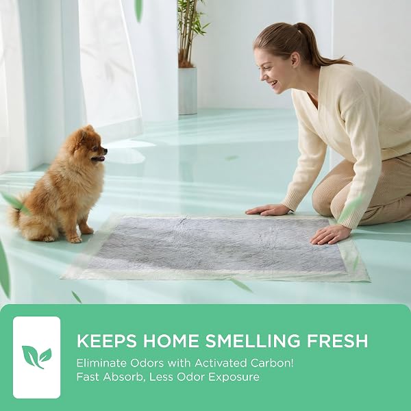 BEDSURE PEE PADS FOR DOGS, 22″ X 22″ PUPPY PADS 50 COUNT, SUPER ABSORBENT & LEAK PROOF, SMALL DOG TRAINING PADS QUICK DRY DISPOSABLE PETS POTTY PADS ODOR-CONTROL ACTIVATED CARBON & ECO GREEN MATERIAL