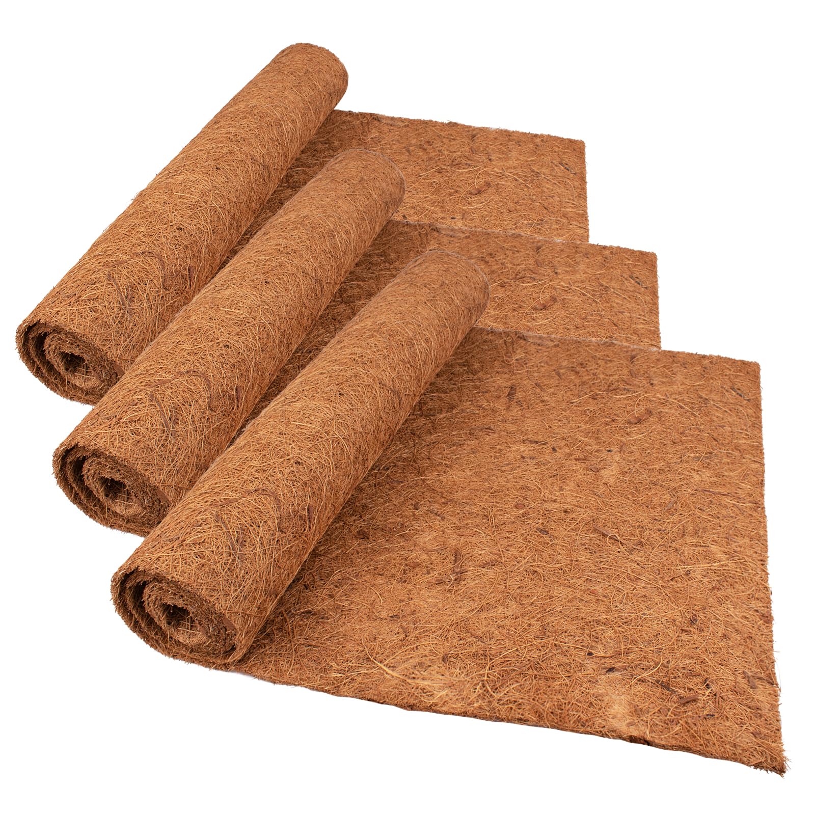 Fengaim Natural Coco Liner Roll, 3 Rolls 1m*0.4m/40" x 16" Coconut Planter Liners, Coco Hanging Basket Liner Coconut Growing Mat Coconut Fibre Matting Liner Roll for Patio Containers Wall Troughs