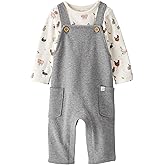 little planet by carter's Baby 2-piece Organic Cotton Overall Set, Farm Friends, 6M