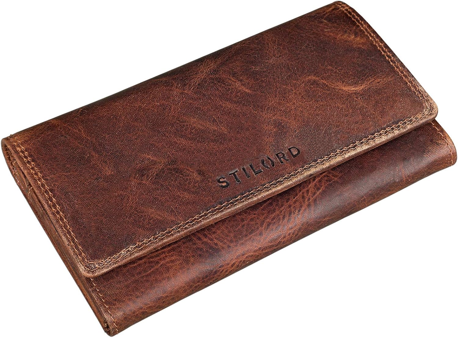 STILORD 'Hannah' Vintage Leather Wallet for Women with RFID Blocker Purse with Zipper Horizontal Large 5 x Card Holder Genuine Cow Hide Antique Leather - Image 4