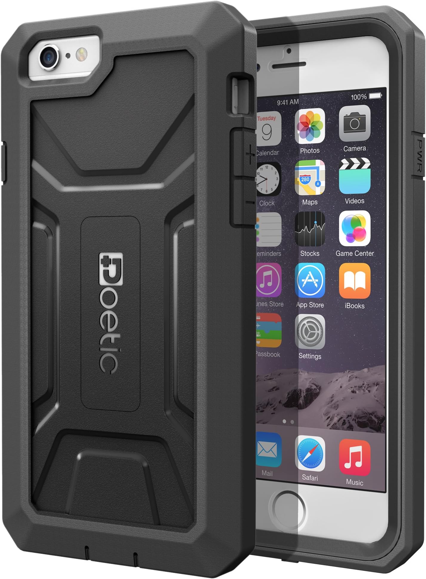 iPhone 6 / iPhone 6S Case - Poetic [Revolution Series] Apple iPhone 6 inch Case - [Heavy Duty] [Dual Layer] Complete Protection Hybrid Case with Built-In Screen Protector for Apple iPhone 6 (2014)/iPhone 6S (2015) Black (3 Year Manufacturer Warranty From Poetic)