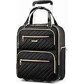 LUGGEX Underseat Carry On Luggage with Wheels, UDK Stylish Lightweight Under Seat Luggage, Soft Sided Personal Item Suitcase for Short Trip (UX-Core, Black, 16 Inch)