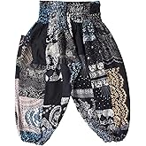 LOFBAZ Patchwork Cute Harem Pants for Girls Boys Kids Toddler Boho Clothes