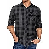 COOFANDY Men's Flannel Long Sleeve Button Down Casual Plaid Shirt With Pocket