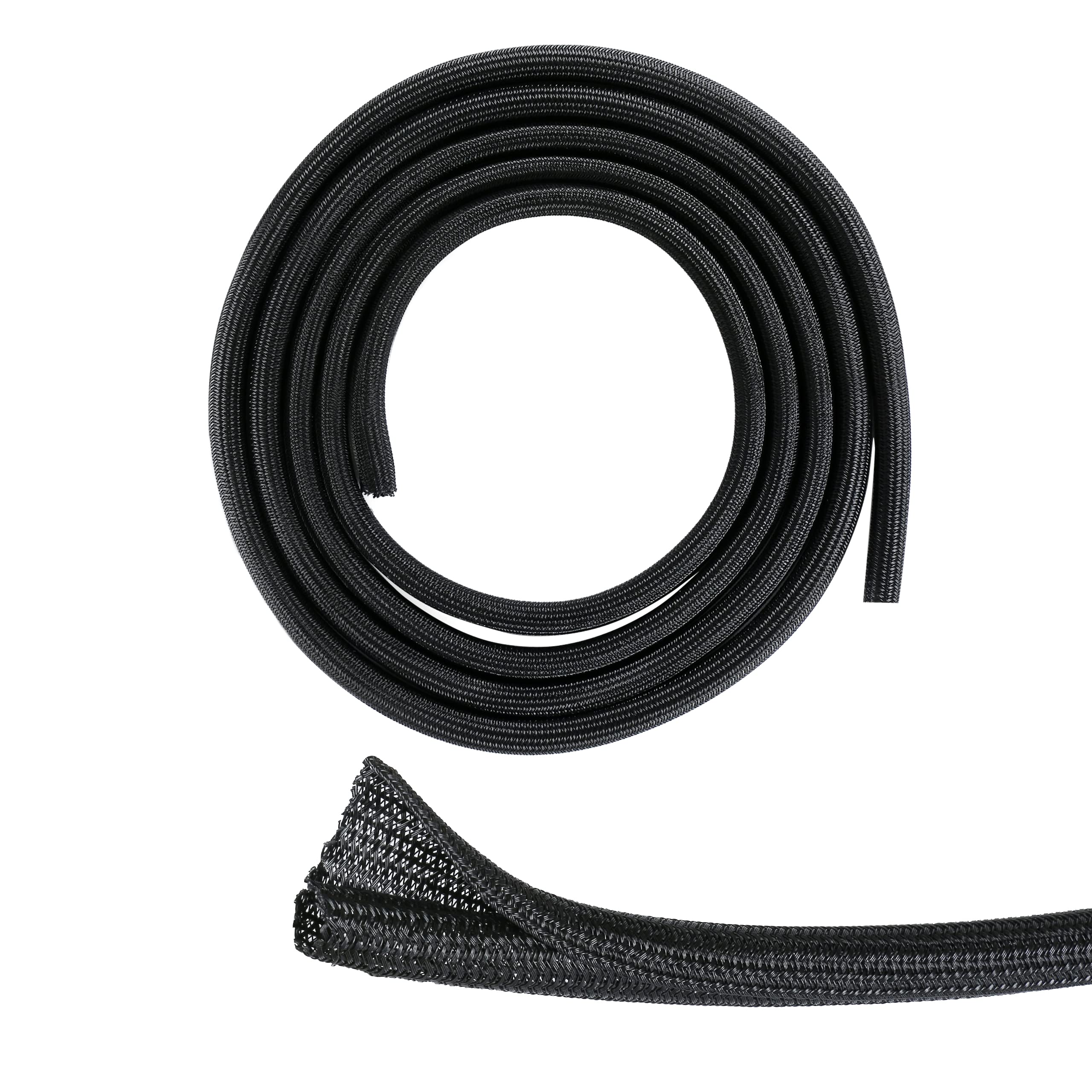 Mitavo 3m cable sleeve self-closing, cable tidy tube, cable management 12-20 mm diameter, woven cable protection in black