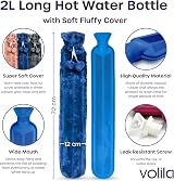Volila Long Hot Water Bottle with Cover 2L Extra Long 72cm Blue view 2