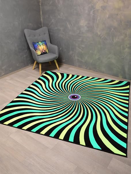 Psywork Schwarzlicht Teppich Fluo Psy Waves Green 2x2m